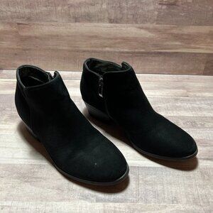 Xappeal Black Ankle Booties Womens Size 5.5 Suede Upper With Side Zipper & 2-Inc